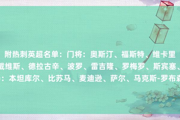 附热刺英超名单：门将：奥斯汀、福斯特、维卡里奥、怀特曼后卫：本-戴维斯、德拉古辛、波罗、雷吉隆、罗梅罗、斯宾塞、乌多吉、范德文中场：本坦库尔、比苏马、麦迪逊、萨尔、马克斯-罗布森时尚：理查利森、孙兴慜、布伦南-约翰逊、库卢、索兰克、维尔纳    体育录像/图片